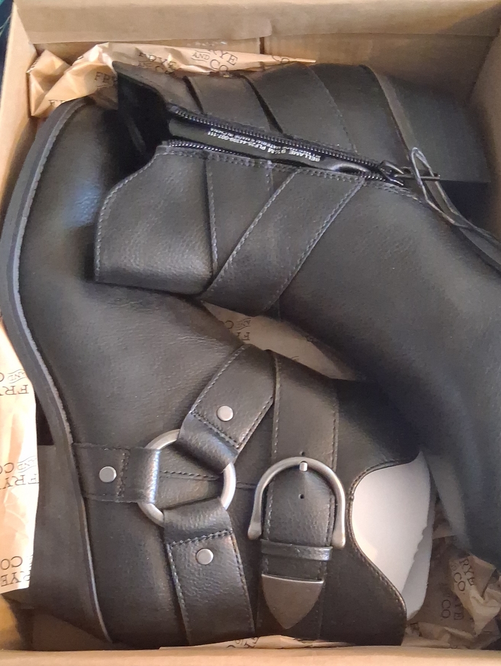 FRYE AND CO. Women's Black Ankle Boots with Buckle Detail